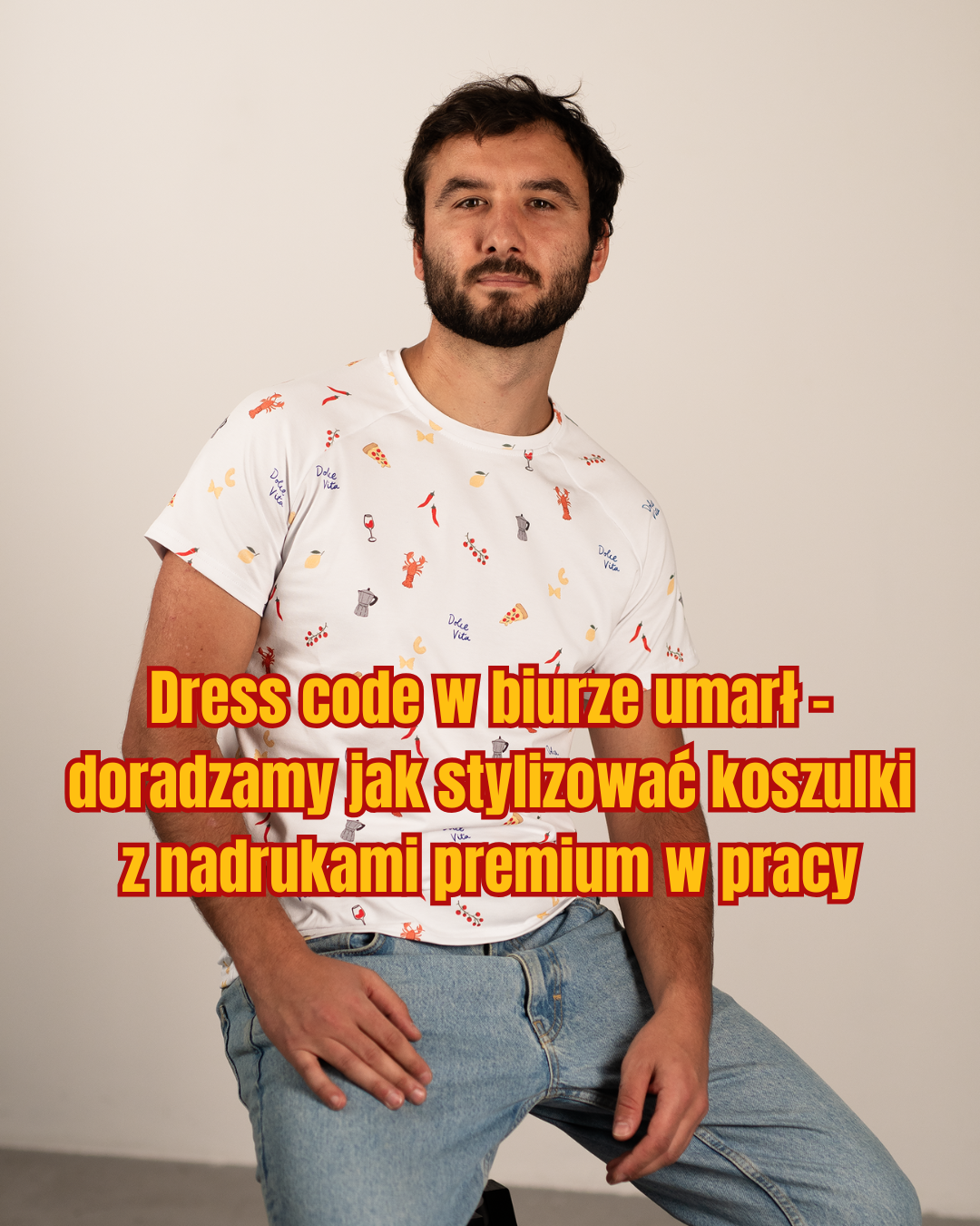 Koszulka męska z nadrukiem premium z bawełny wysokogatunkowej 220g - marka Coszulki → zdjęcie jednej z koszulek, na początku wpisu